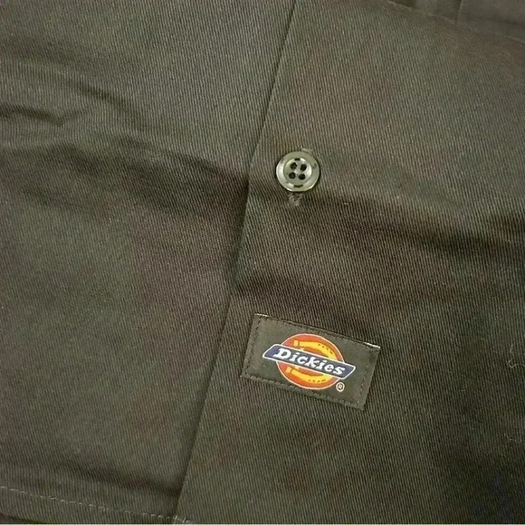 Men’s Dickies Black Short Sleeved Workwear Shirt Green Logo size XL - Picture 3 of 6